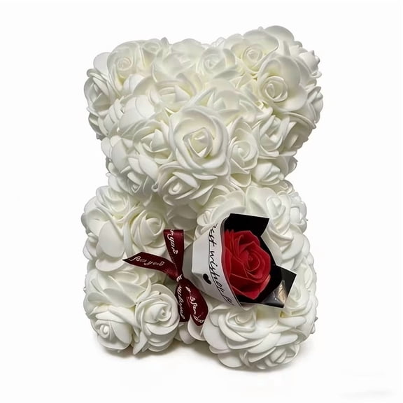Romantic Mini Rose Bear Bouquet - 20cm Foam Flower Gift for Home Decoration, Mother's Day, Valentine's Day, Graduation