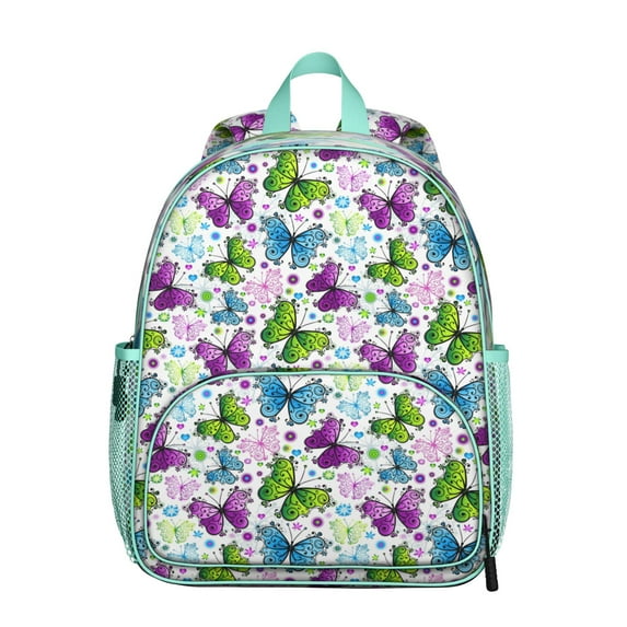 Romantic Nature Butterfly Student Backpack – Watercolor Floral Pattern with Delicate Fantasy Wings and Aesthetic Garden Design