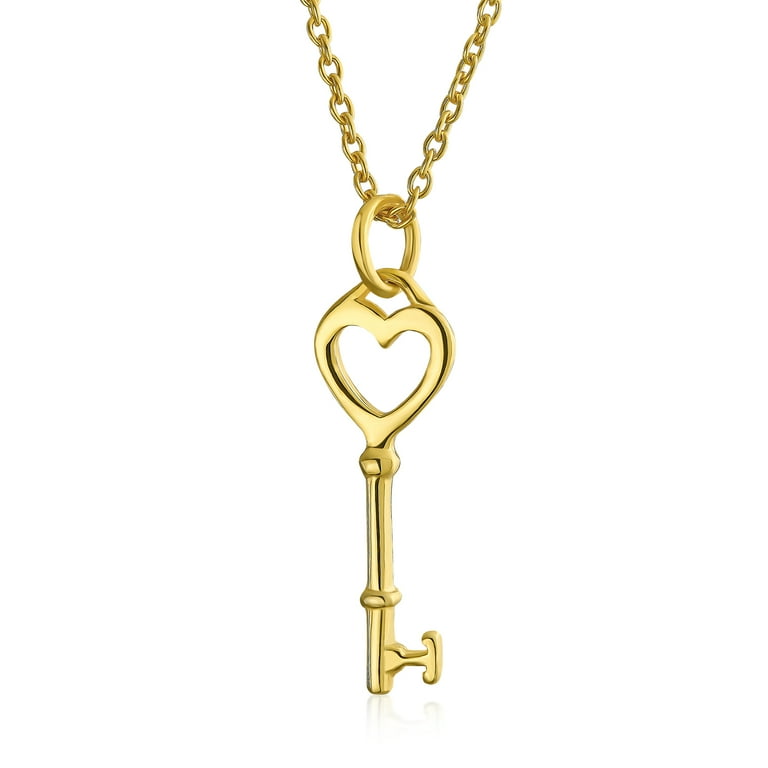 Sterling Forever Heart Key Pendant Necklace - Silver