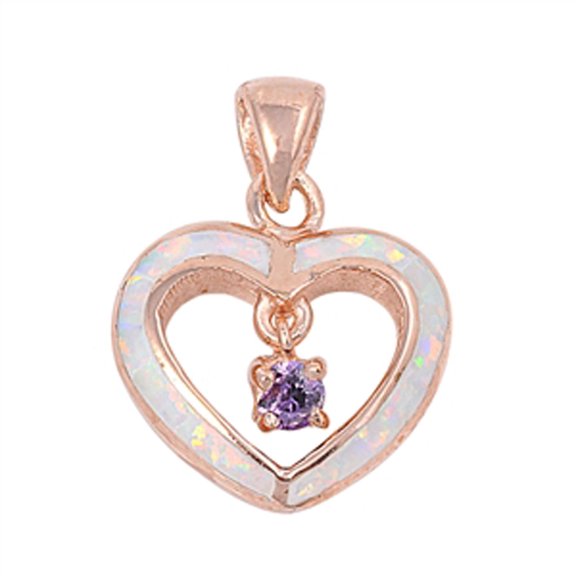 Romantic Open Heart Love Simulated Amethyst Pendant .925 Sterling Silver Charm Jewelry Female Unisex