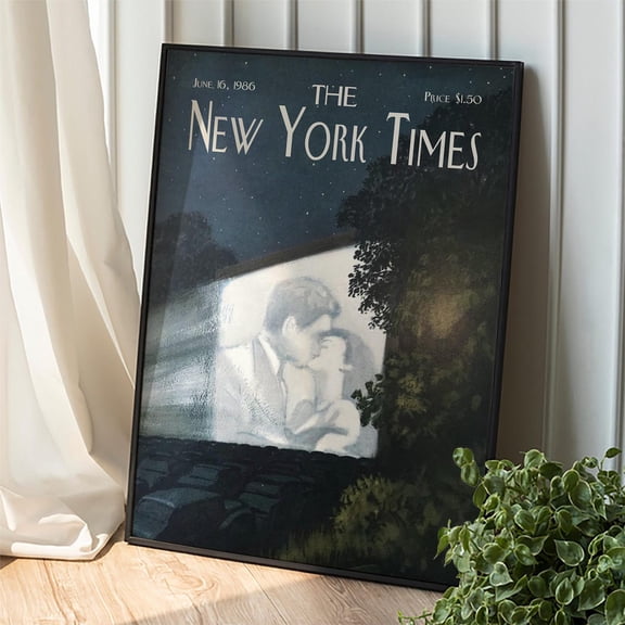 Romantic Outdoor Cinema Poster: Kissing In The Night, Starry Sky Art, Unframed Poster Size 24x36