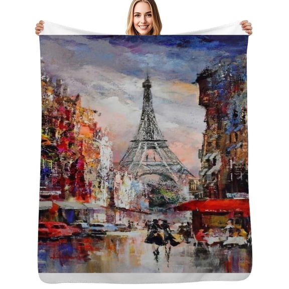 Romantic Paris Eiffel Tower Flannel Blanket Warm Soft Bedding Throws Winter Camping Chair Sofa Bed