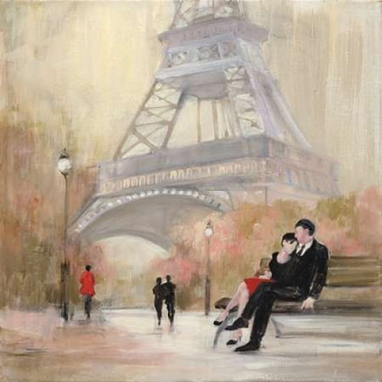 Romantic Paris I Red Jacket Canvas Art - Julia Purinton (24 x 24)