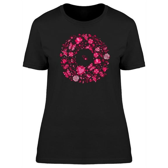 Romantic Pink Doodles T-Shirt Women -Image by Shutterstock, Female Medium