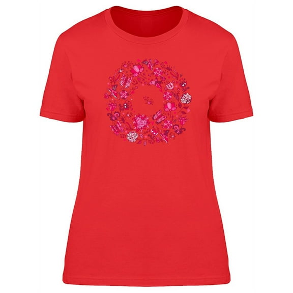 Romantic Pink Doodles T-Shirt Women -Image by Shutterstock, Female Small
