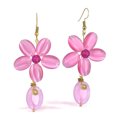 thumbnail image 1 of Romantic Pink Quartz Floral Teardrop Brass Earrings, 1 of 4