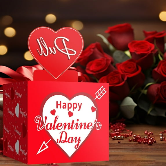 Romantic Pop-Up Greeting Card Box with Heartfelt Messages and Floral Design for Special Occasions