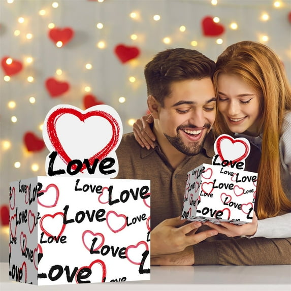 Romantic Pop-Up Greeting Card Box with Heartfelt Messages and Floral Design for Special Occasions