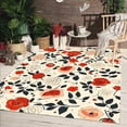 thumbnail image 1 of Romantic Red Pink White Florals Print Pattern Waterproof Outdoor Area Rug For Balcony Backyard Garden Washable Non Skid Outside Carpet In Porch Patio Pool 1x2ft, 1 of 6
