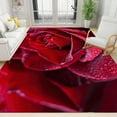 thumbnail image 1 of Romantic Red Roses Area Rug, Dewdrops Bright Flowers Indoor Non Slip Print Rugs, Machine Washable Breathable Durable Carpet For Living Room Entryway Bedroom 5x7ft, 1 of 6
