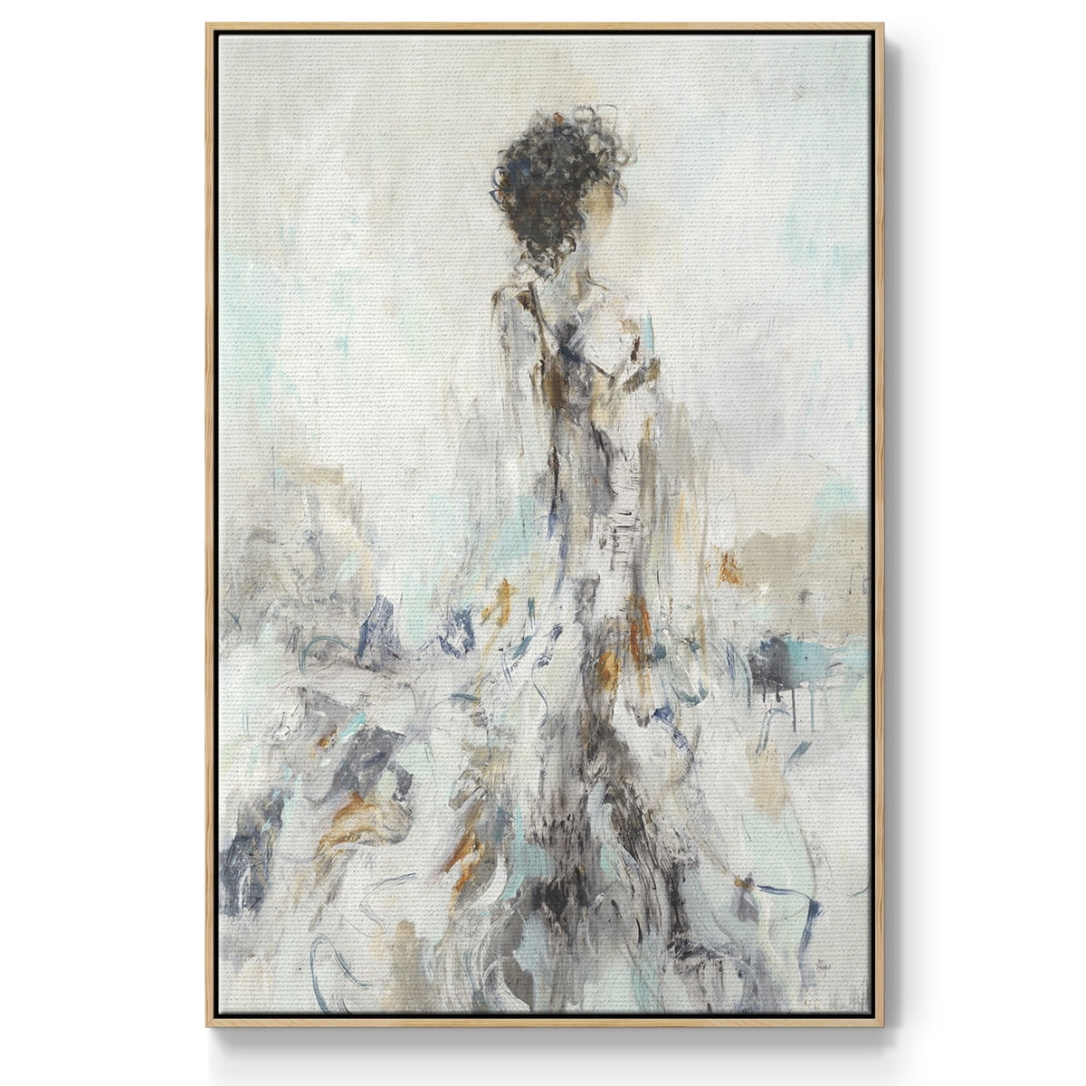 Romantic Reflection II Framed Premium Gallery Wrapped Canvas - Ready to Hang - 17 x 25 - Natural Wood Floating Frame