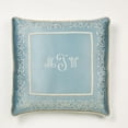 thumbnail image 1 of Romantic Regency Embroidered Scrolls on Parisian Blue Corded Sham Sham Piped European, 1 of 1