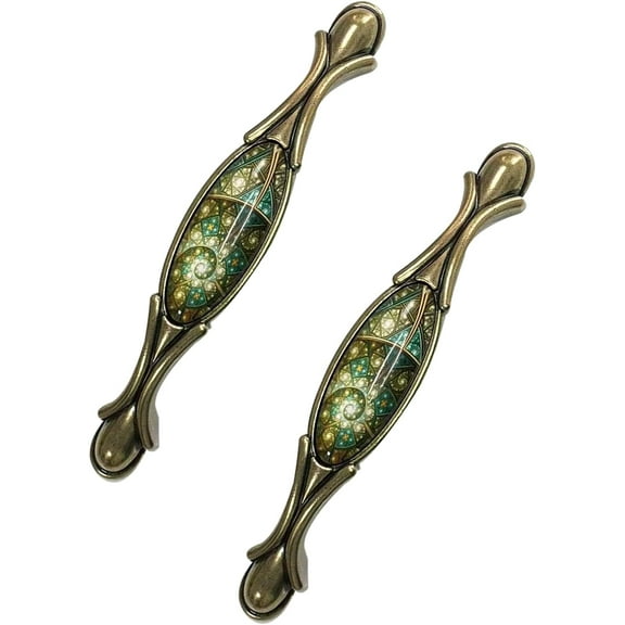 Romantic Retro Stars Starry Sky Design with Metal Plated Base Knobs Handles Pulls for Dresser Drawer Kitchen Cupboard Bathroom Cabinet Closet 2pcs/Set (128mm)