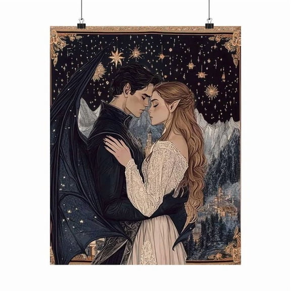 Romantic Rhysand and Feyre Velaris Art Print Poster Size 24''x36''-Gategoo