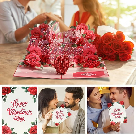 Romantic Rose 3D Dimensional Pop-Up Valentines Day Card For Her Or Him Sweet Pop-Up Love Greeting Card With Envelope For Special Occasions