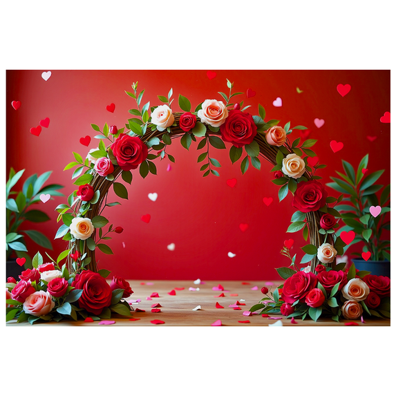 Romantic Rose Arch Background Valentine's Day Backdrop Banner Party Decorations Photo Props Valentine Celebration Event Decor