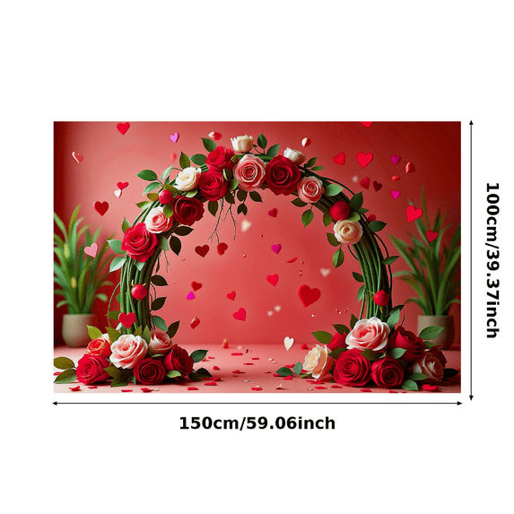 Romantic Rose Arch Background Valentine's Day Backdrop Banner Party Decorations Photo Props Valentine Celebration Event Decor