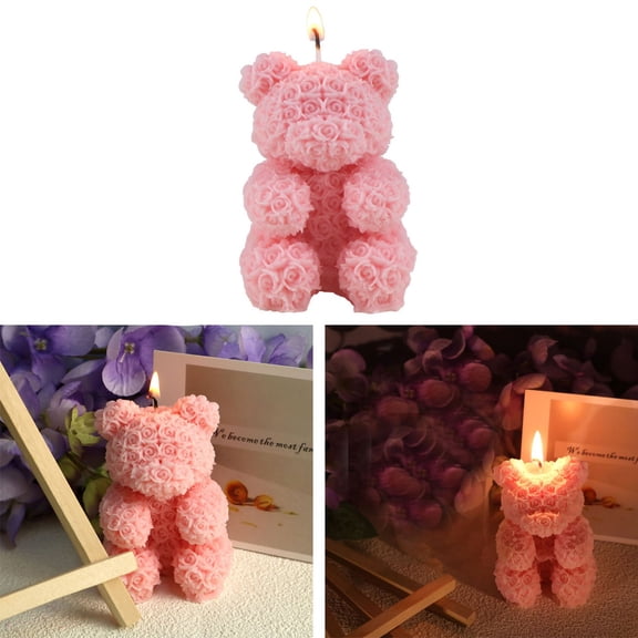 Romantic Rose Bear Aromatherapy Candle Low Temperature Scented Wax Figurine Decorative Valentine Gift for Home Atmosphere