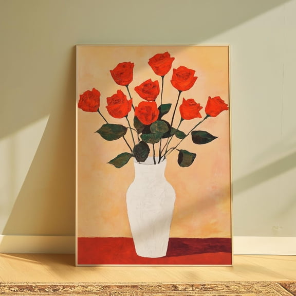 Romantic Rose Botanical Luxury Wall Art, Unframed Paper Print Size 8x12
