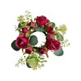thumbnail image 1 of Romantic Rose Candle Ring Wreath – Multicolor Floral Candlestick Holder for Valentine’s Day, Weddings, Dining Table & Party Decor, 1 of 5