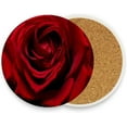 thumbnail image 1 of Romantic Rose Coasters Absorbent Moisture Non-Slip Drink Coaster Ceramic Stone with Cork Base Desktop Protection, 4PCS, 1 of 6