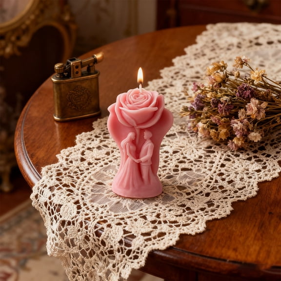 Romantic Rose Couple Aromatherapy Candle - Handcrafted Scented Candle with Floral Design, for Valentine's Day, Weddings, Anniversary Gifts & Home Decor, Shangri-la (Fragrance)