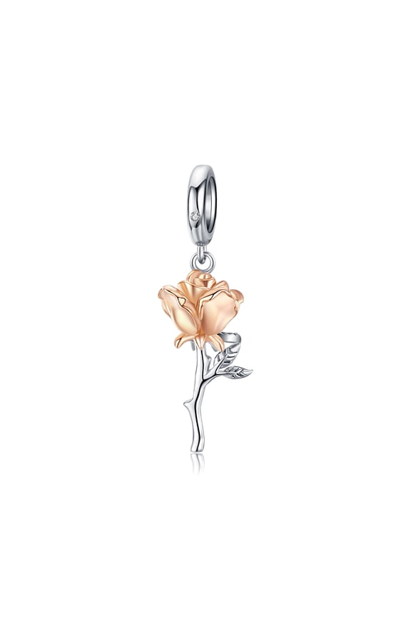 Romantic Rose Fashion Silver-Plated Charm Beads for Jewelry Making