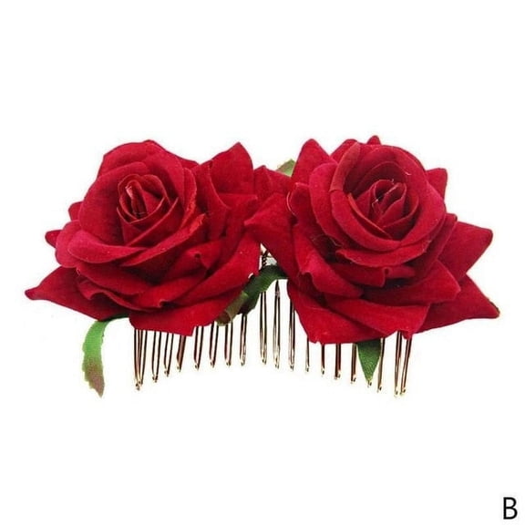 Romantic Rose Flower Hair Comb in 5 Stunning Colors
