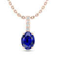 thumbnail image 1 of Romantic Rose Gold Plated Oval Blue Sapphire Solitaire Necklace Birthday Gfit For Friends || Ali Baba Jewellery, 1 of 4