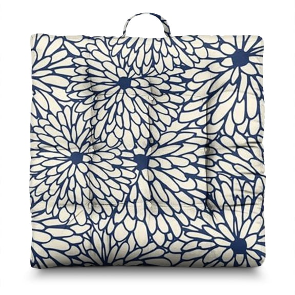 Romantic Rose & Peony Floor Pillow 22x22 Inch Boho Cushion, Vintage Floral Design, Cozy for Yoga & Tatami