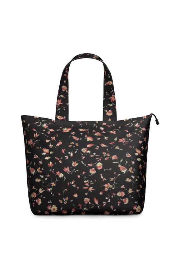 Romantic Rose Peony Pattern Travel Bag Boho Floral Weekender Tote, Lightweight, , Multiple Pockets, for Women