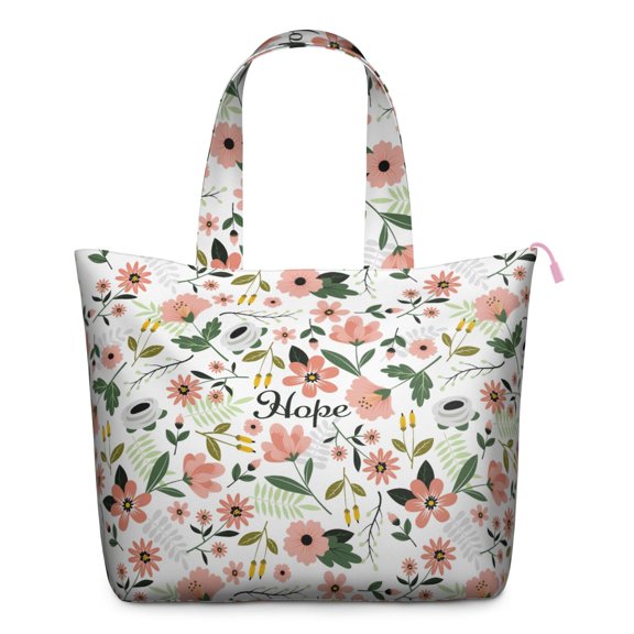 Romantic Rose Peony Pattern Weekender Bag Boho Floral Print Travel Tote, Lightweight, , Multiple Pockets, for Women