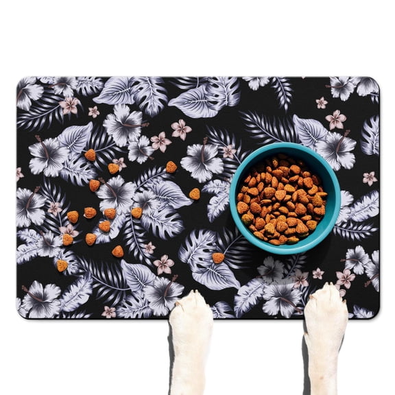 Romantic Rose Pet Feeding Mat - Peony Floral, Waterproof Dog Food Spill Catcher