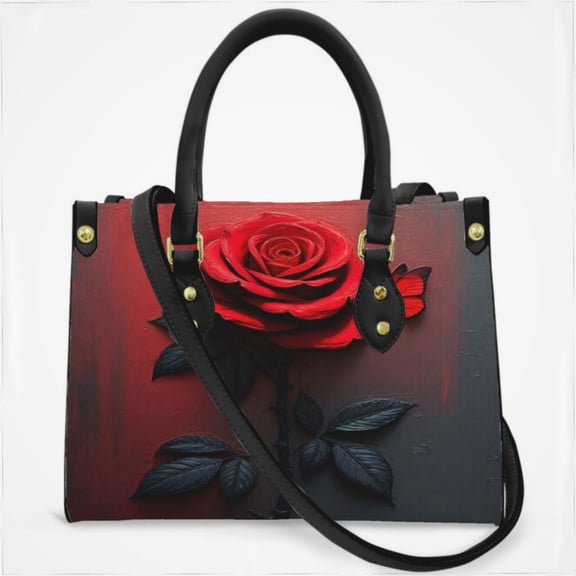 Romantic Rose Red And Grey Cross Body Bags For Women Small Leather Female Handbags Fashion Top-Handle Totes