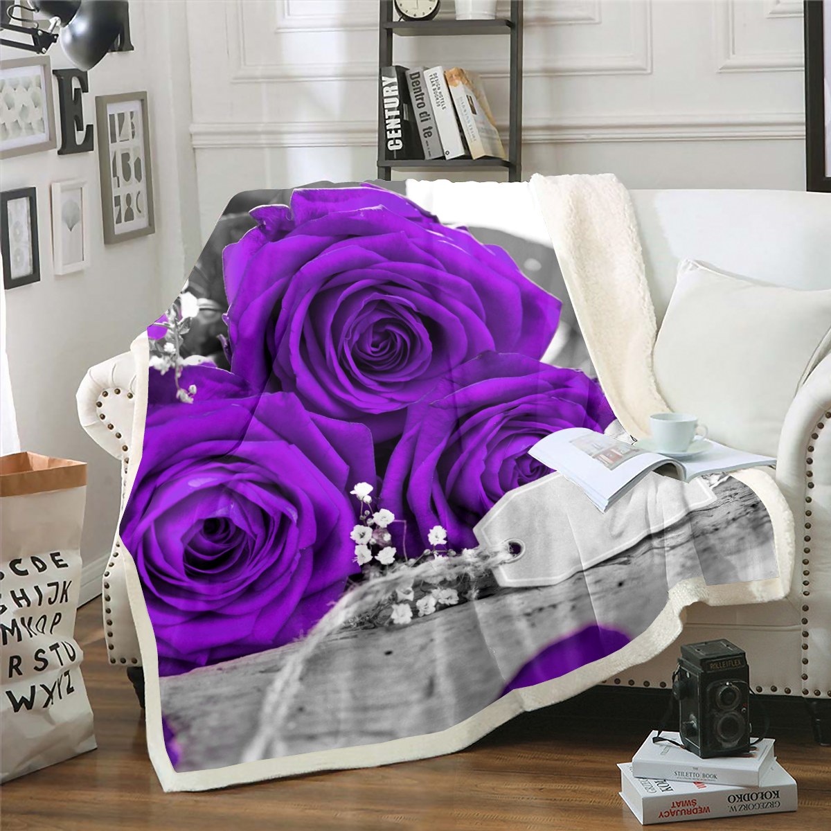 Colorful Rose Flower Blanket main image 1
