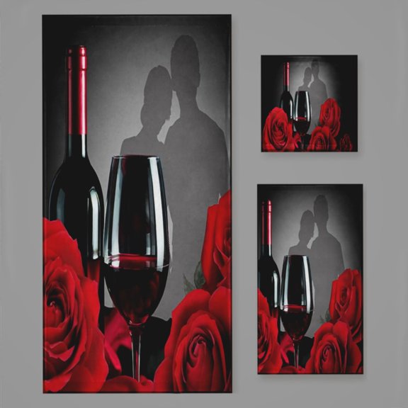 Romantic Rose Wine Bath Towel Sets For Bathroom Hand Towels Fingertip Towels 3 Piece Soft Absorbent For Bathroom Kitchen Hotel Beach