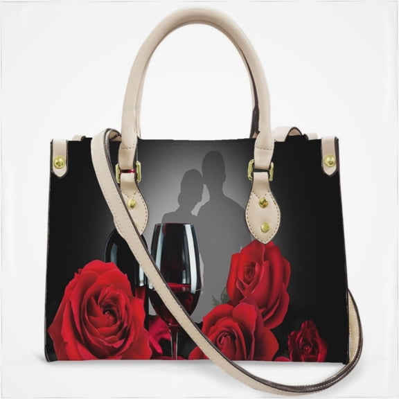 Romantic Rose Wine Cross Body Bags For Women Small Leather Female Handbags Fashion Top-Handle Totes