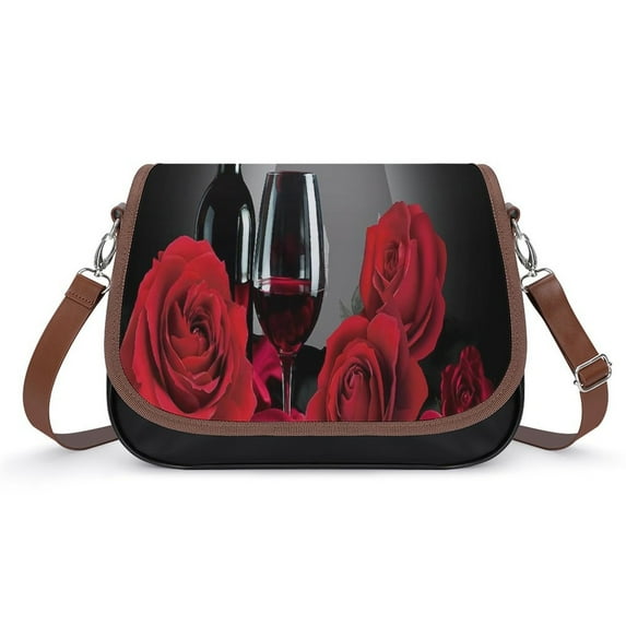 Romantic Rose Wine Vintage Crossbody Bag for Women Medium Leather Hobo Bags Shoulder Bag Classic City Leather Satchels
