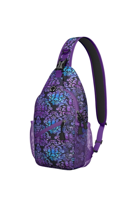 Romantic Rose and Peony Floral Sling Bag, Lightweight Artistic Crossbody Backpack for Women, Small Spring Summer Hiking Shoulder Pack