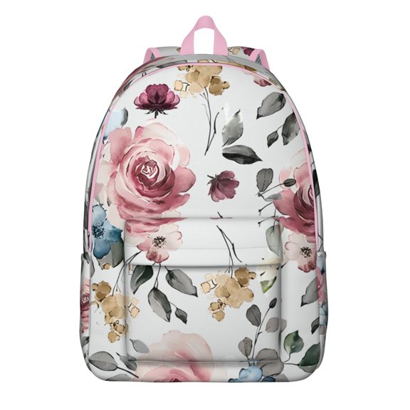 Romantic Rose and Peony Pattern Backpack – Aesthetic Vintage Floral School Bag with Comfortable Straps and Anti-theft Compartments for Women