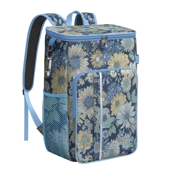 Romantic Rose and Peony Pattern Backpack Cooler, Insulated Leakproof Cooler Bag, Waterproof Lunch Backpack for Aesthetic Nature Lovers