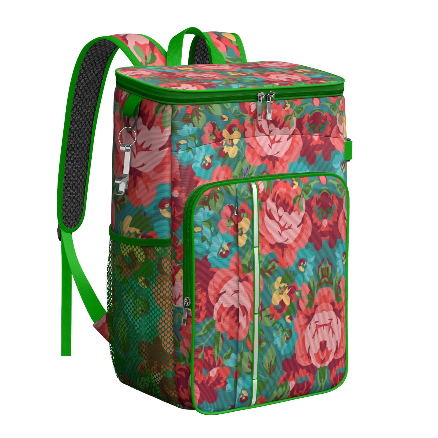 Romantic Rose and Peony Spring Pattern Insulated Cooler Backpack - 20L ...