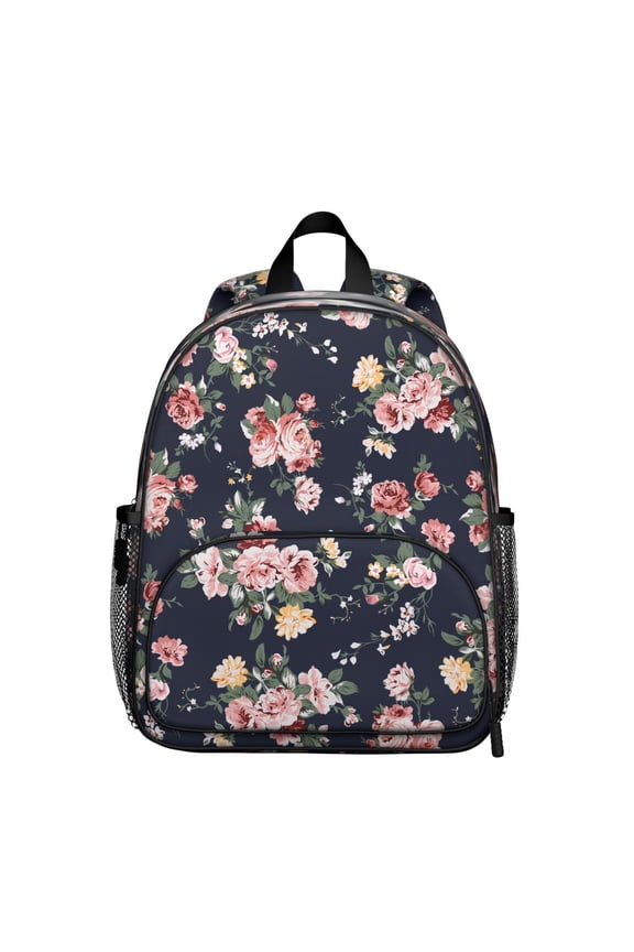 Romantic Rose and Peony Students Backpack - Artistic Floral Print with Comfortable Dual Shoulder Support, Lightweight and Water-Resistant
