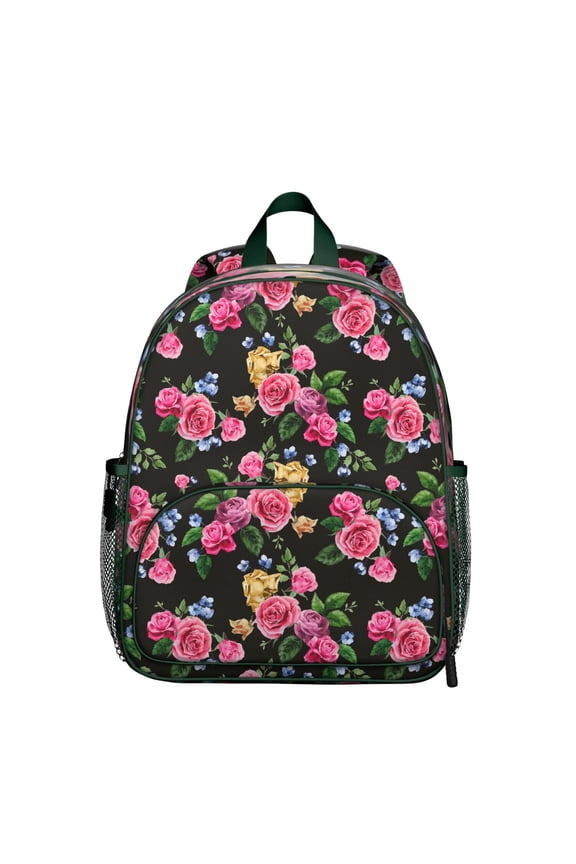 Romantic Rose and Peony Students Backpack - Bright Colorful Watercolor Floral Pattern, Lightweight School Bag with Comfortable Dual Shoulder Support