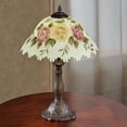 thumbnail image 1 of Romantic Roses Floral Table Lamp with Scalloped Reverse Handpainted Frosted Glass Shade Burgundy and Yellow 19.5 Inches High, 1 of 1