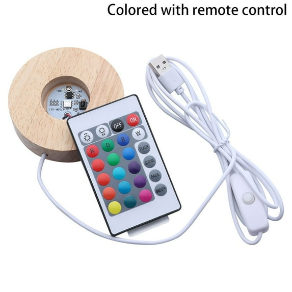 Romantic Round for Crystal Ball Home Decor Wooden Lighted Base Stand Display Base LED Lights Color Changing COLORED WITH REMOTE CONTROL