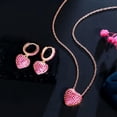thumbnail image 1 of Romantic Royal Blue CZ Lady Heart Pendant Necklace Earrings Set 585 Gold Jewelry, 1 of 9