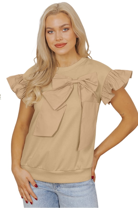 Romantic Ruffle Sleeve Top for Women - Perfect for Daily Summer Wear | [ZhiHiMeRi] | (US 4-6)S
