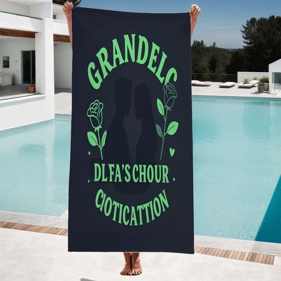 Romantic Silhouette Beach Towel - Dark Background with Floral Roses Perfect for Pool Travel and Bath Use - Grandeur Design