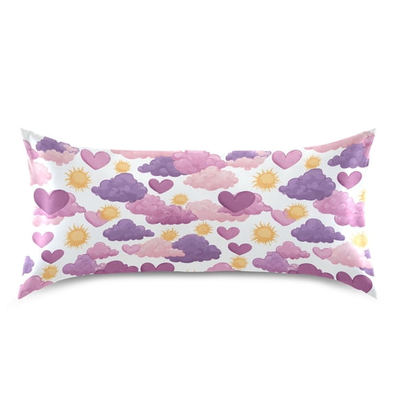 Romantic Sky Pattern Pillow Case Standard Size Silky Satin Pillow Cover for Bedroom 20x26 Inch